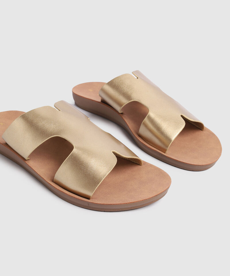 Sandalias Planas Con Acabado Metalizado Para Mujer