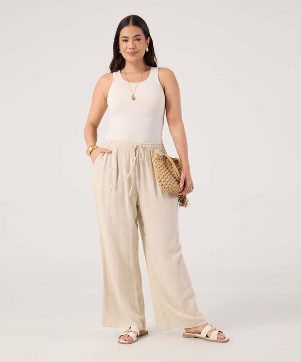 Pantalon Con Elastico En Pretina Para Mujer image number null