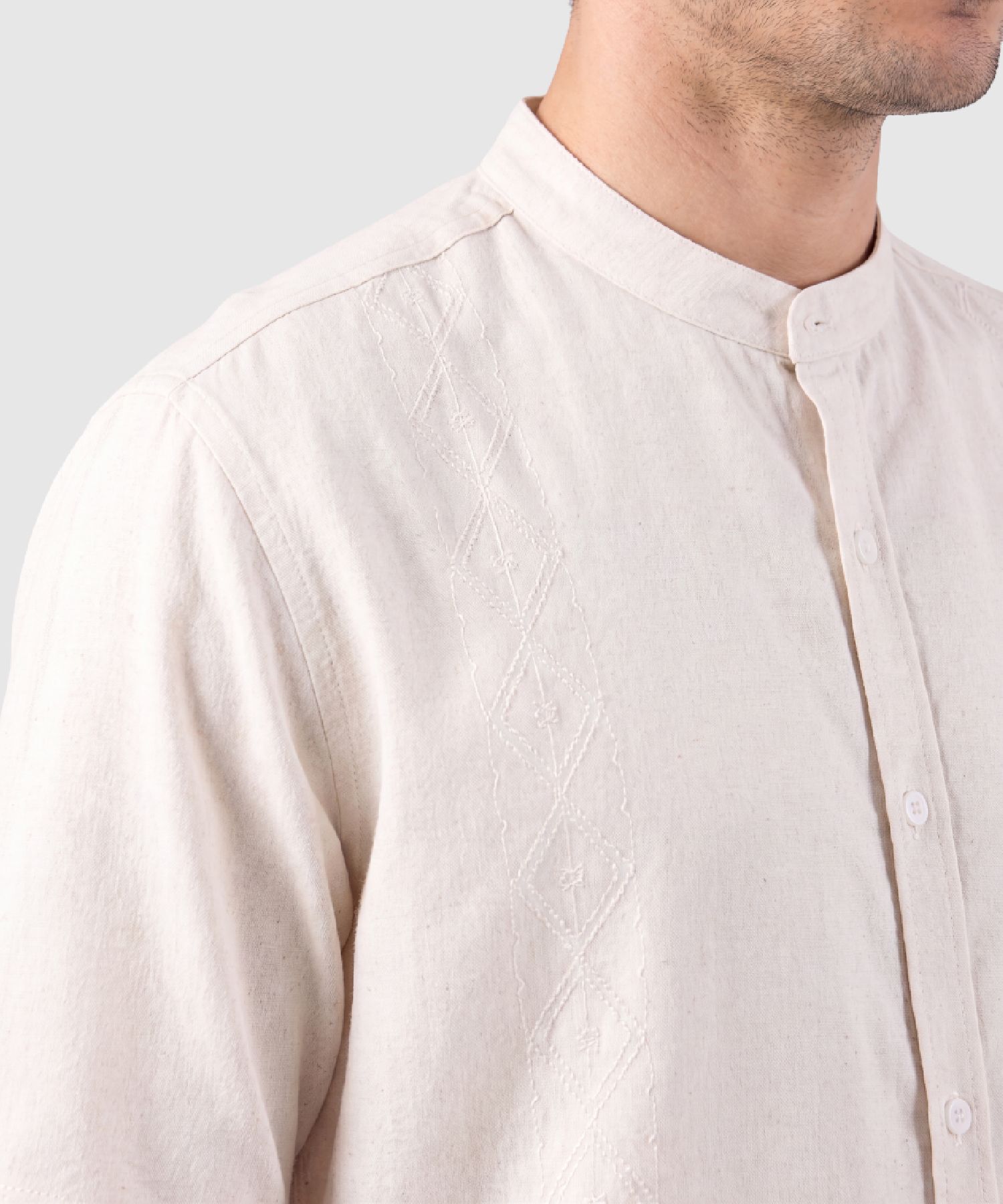 Guayabera Manga Corta Cuello Mao Hombre