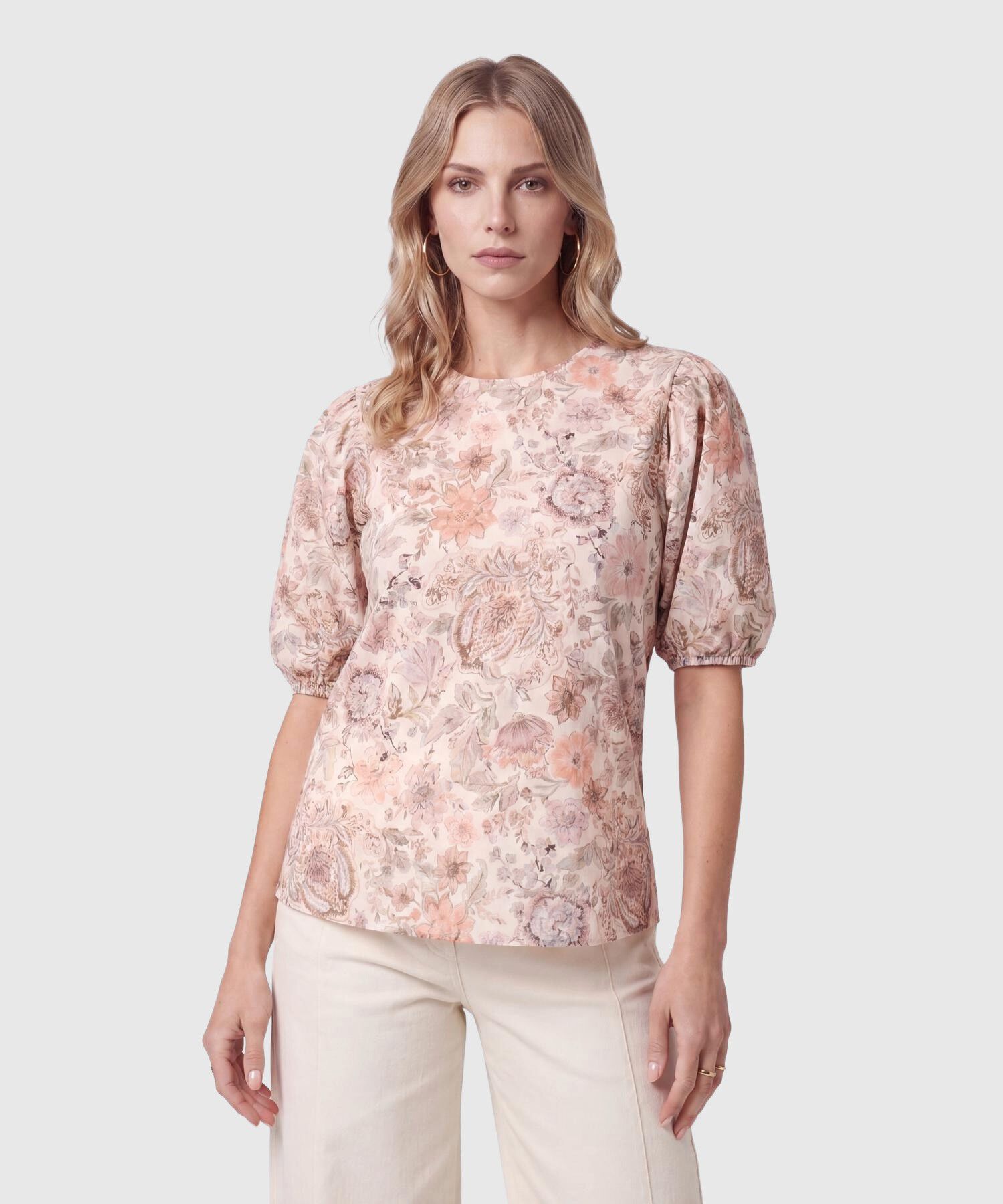 Blusa Con Mangas Abullonadas Para Mujer