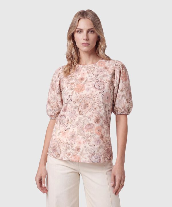 Blusa Con Mangas Abullonadas Para Mujer image number null