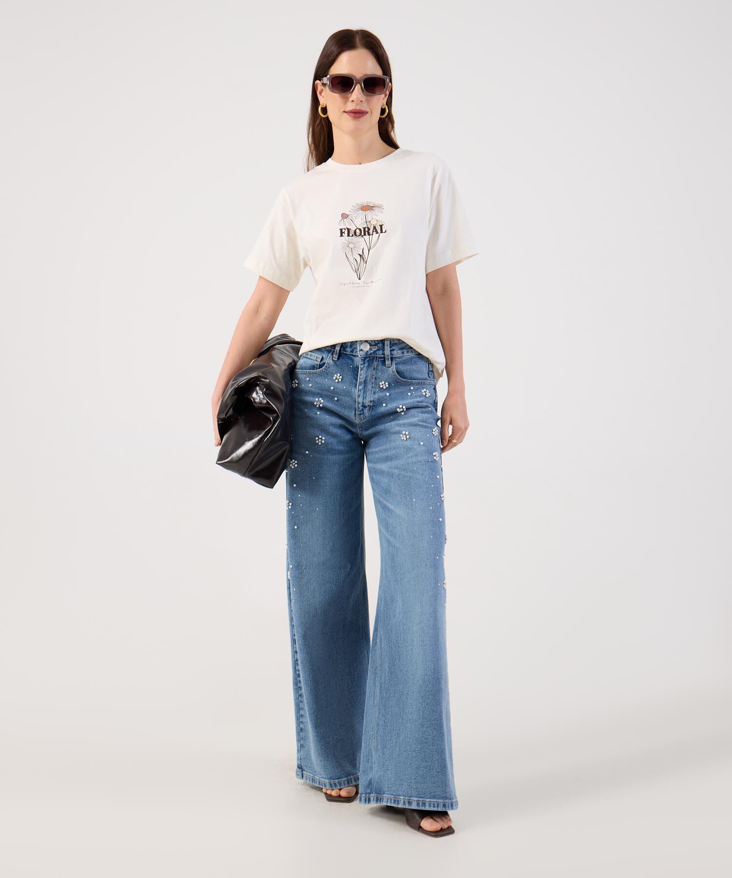 Camiseta Estampada Cuello Redondo Para Mujer