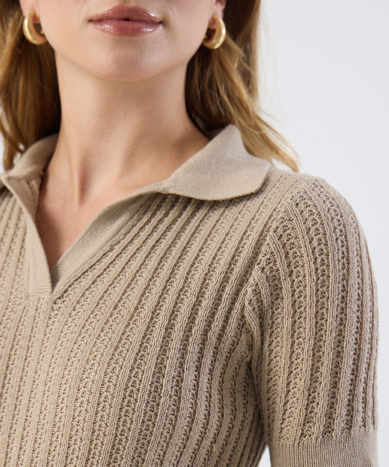 Polo Punto Calado Manga Corta Para Mujer