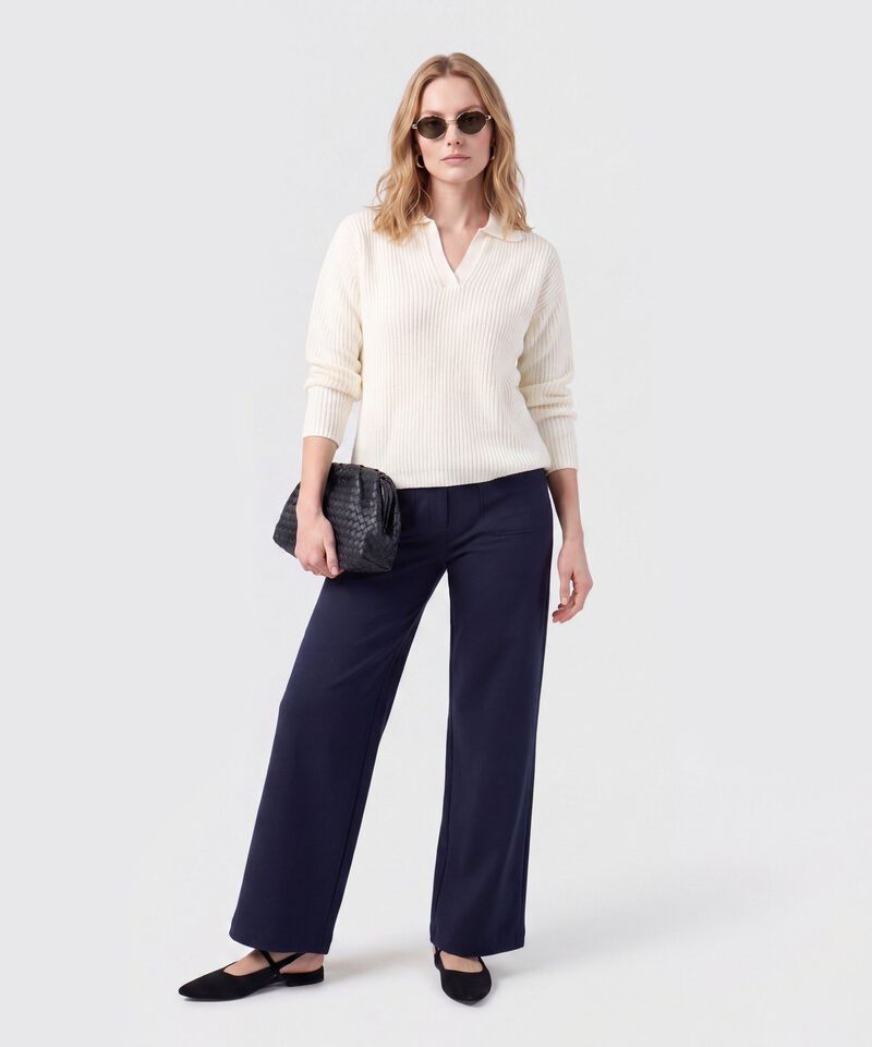 Saco Tejido Cuello Polo Con Escote En V