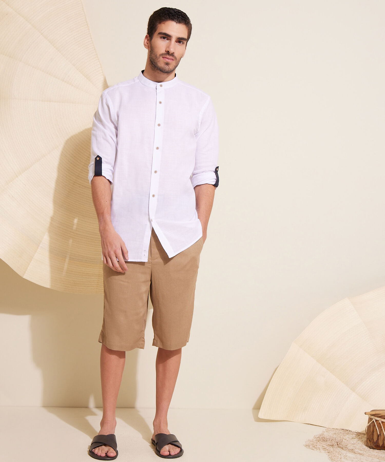 Camisa Manga Larga Cuello Neru Unicolor