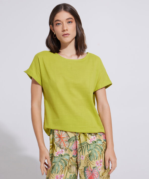 Blusa Manga Corta Corrida Unicolor image number null