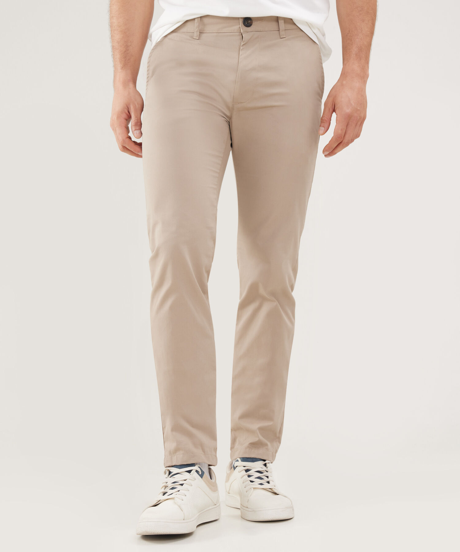 Pantalón Chino Unicolor, Silueta Slim Fit