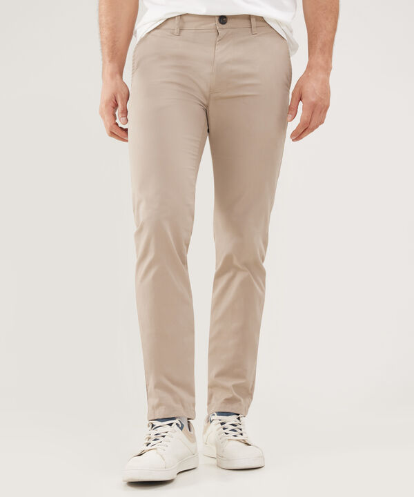 Pantalón Chino Unicolor, Silueta Slim Fit