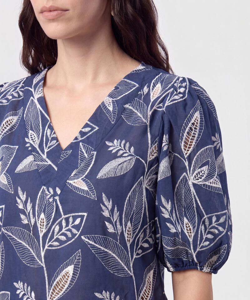 Blusa Cuello en V Manga Globo Mujer