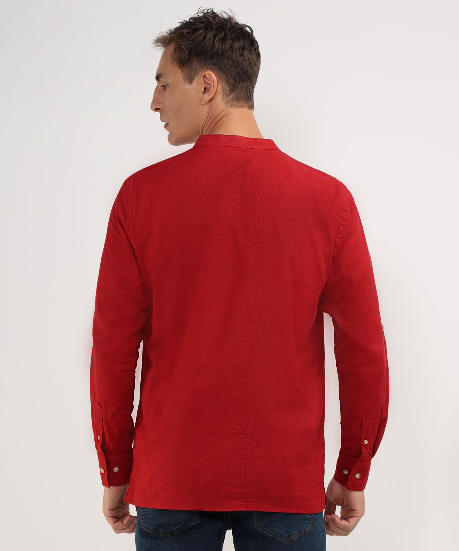 Camisa Manga Larga Cuello Mao Unicolor