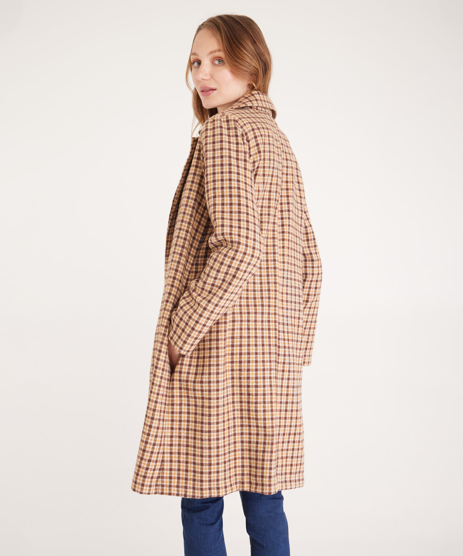 Chaqueta Tipo Abrigo Preteñido A Cuadros