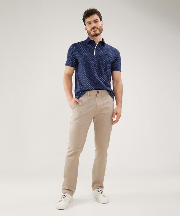 Polo Estampada Cuello Duro Con Bolsillo Y Vena Contraste En Pechera, Silueta Regular Fit, Cítrico Marinero image number null
