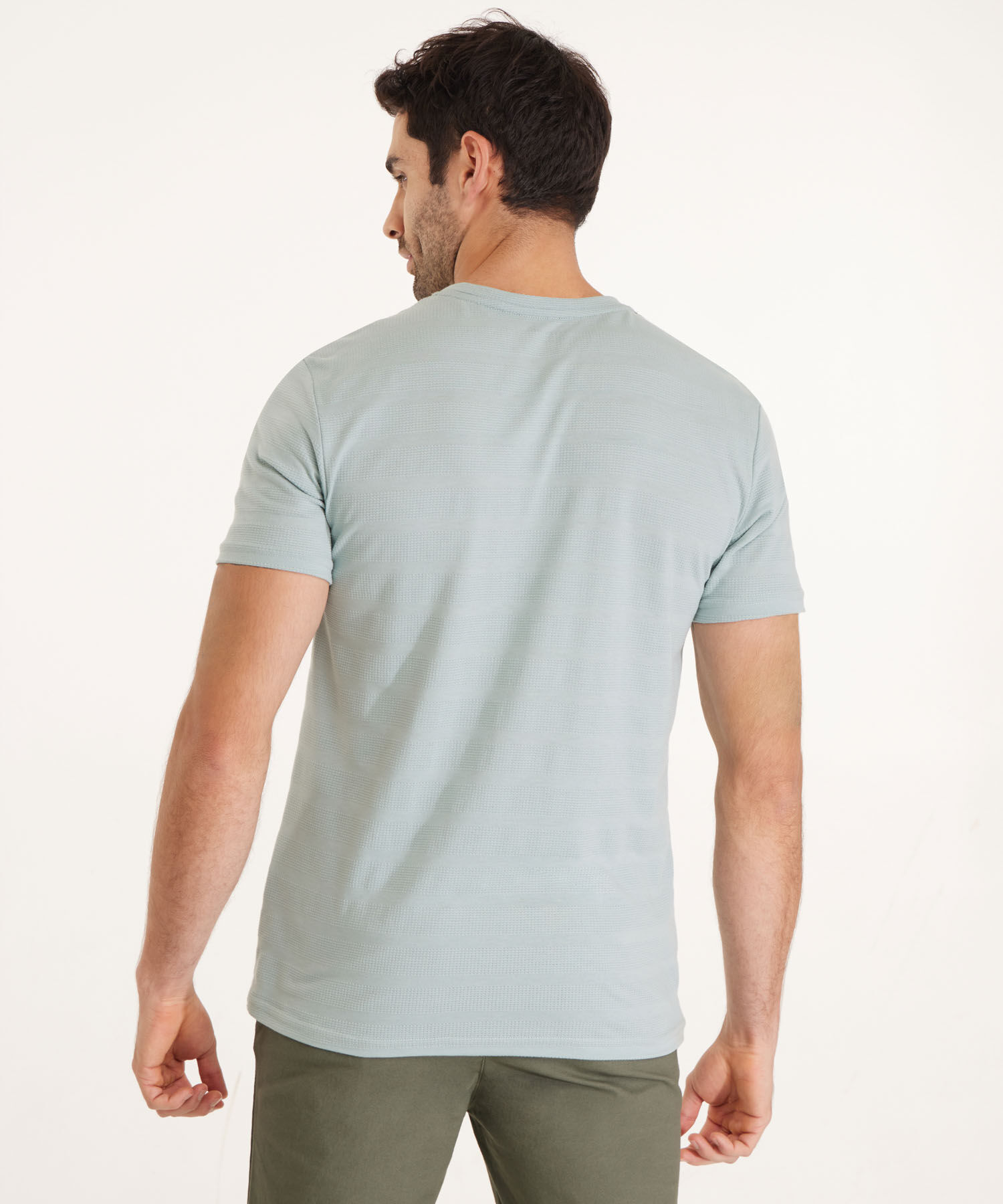 Camiseta Unicolor, Cuello Redondo Con  Bolsillo De Parche