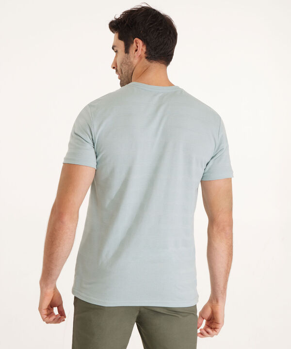 Camiseta Unicolor, Cuello Redondo Con  Bolsillo De Parche