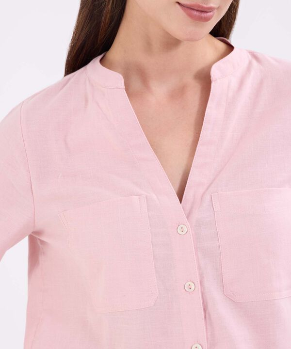 Blusa manga larga unicolor para mujer image number null