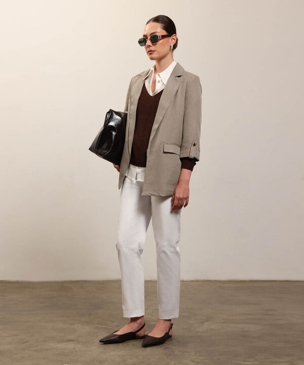 Saco Fino Tejido Cuello V Elegante Para Mujer