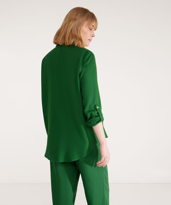 Camisa En Lino Manga Larga Con Charretera