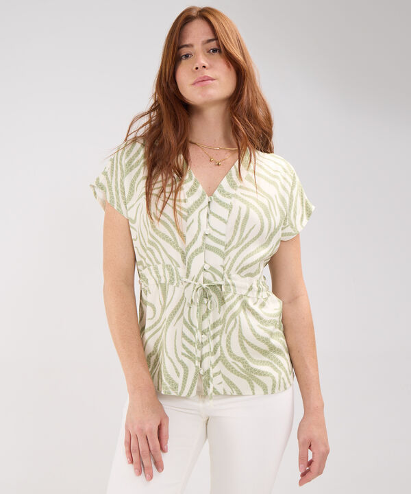 Blusa Estampada Con Cordón En Cintura image number null