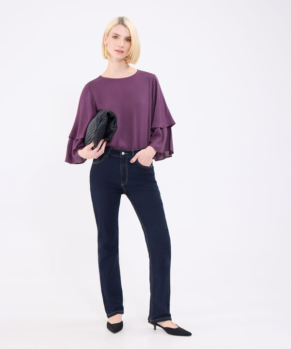 Blusa Manga 3/4 Con Capas Para Mujer image number null