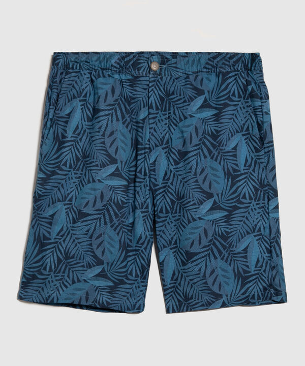 Bermuda Estampada en Efecto Lino