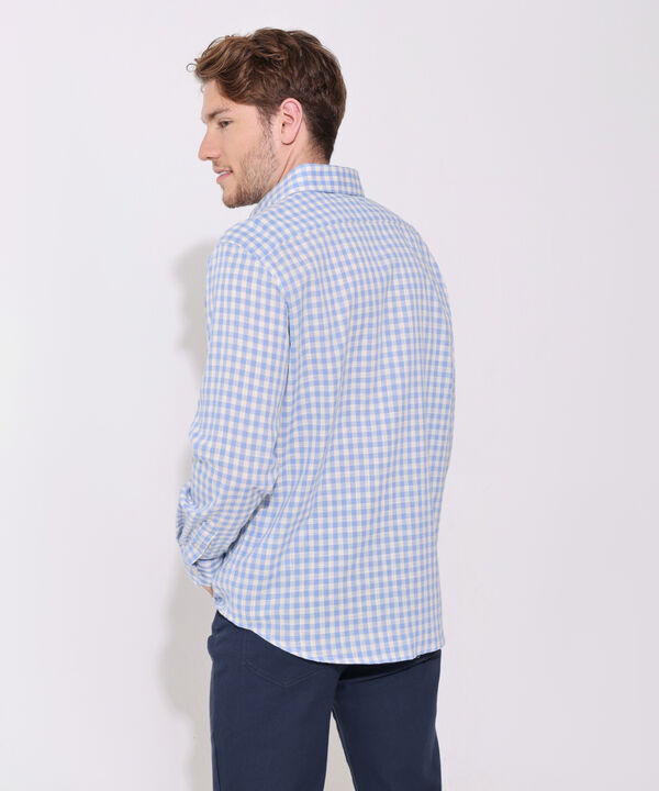 Camisa Preteñida Manga Larga Con Bolsillo Y Silueta Regular Fit