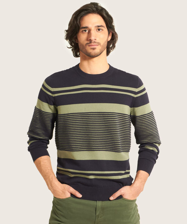 Saco Cuello Redondo De Rayas Con Textura