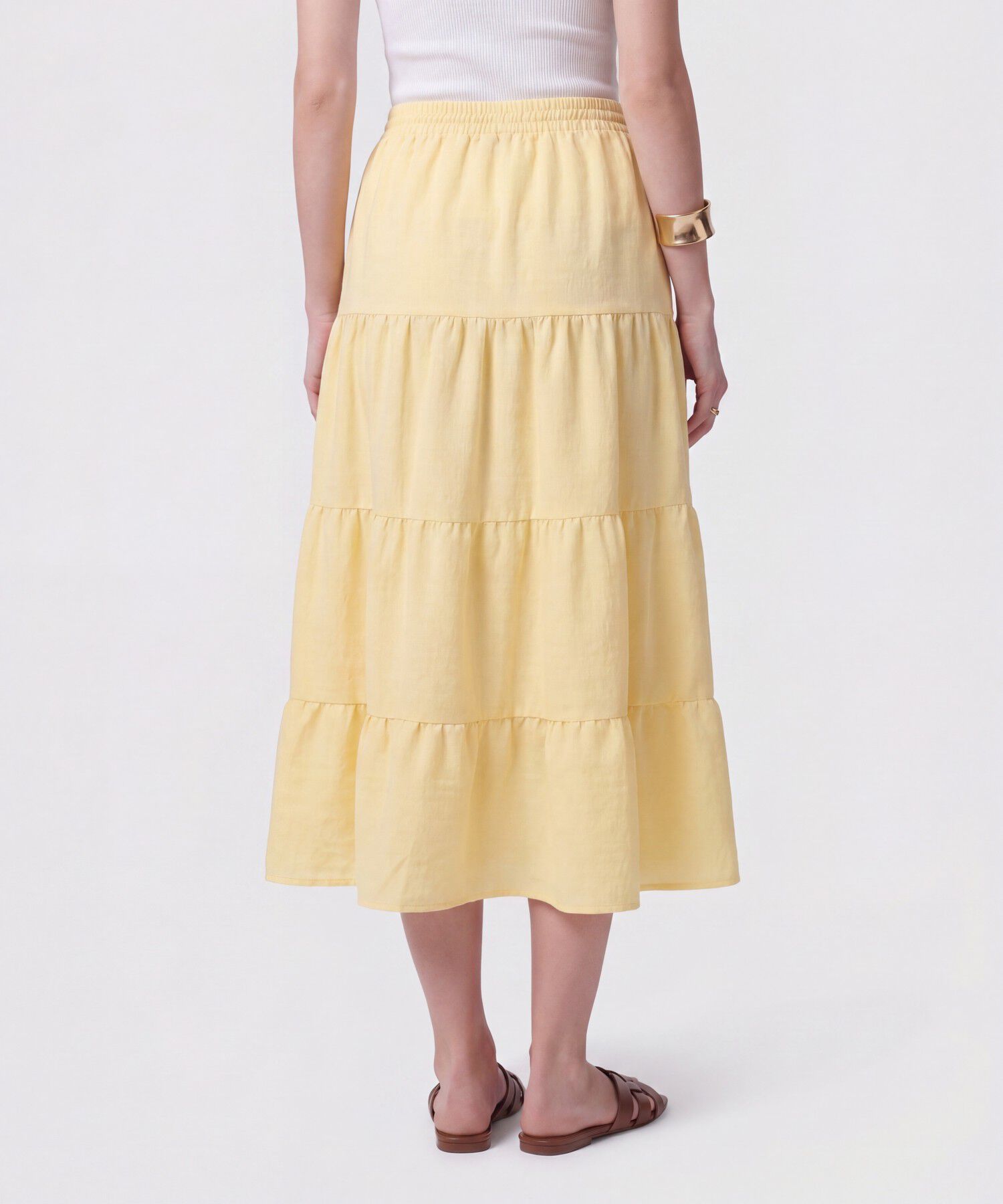 Falda Midi Con Boleros Y Ajuste De Lazo Mujer