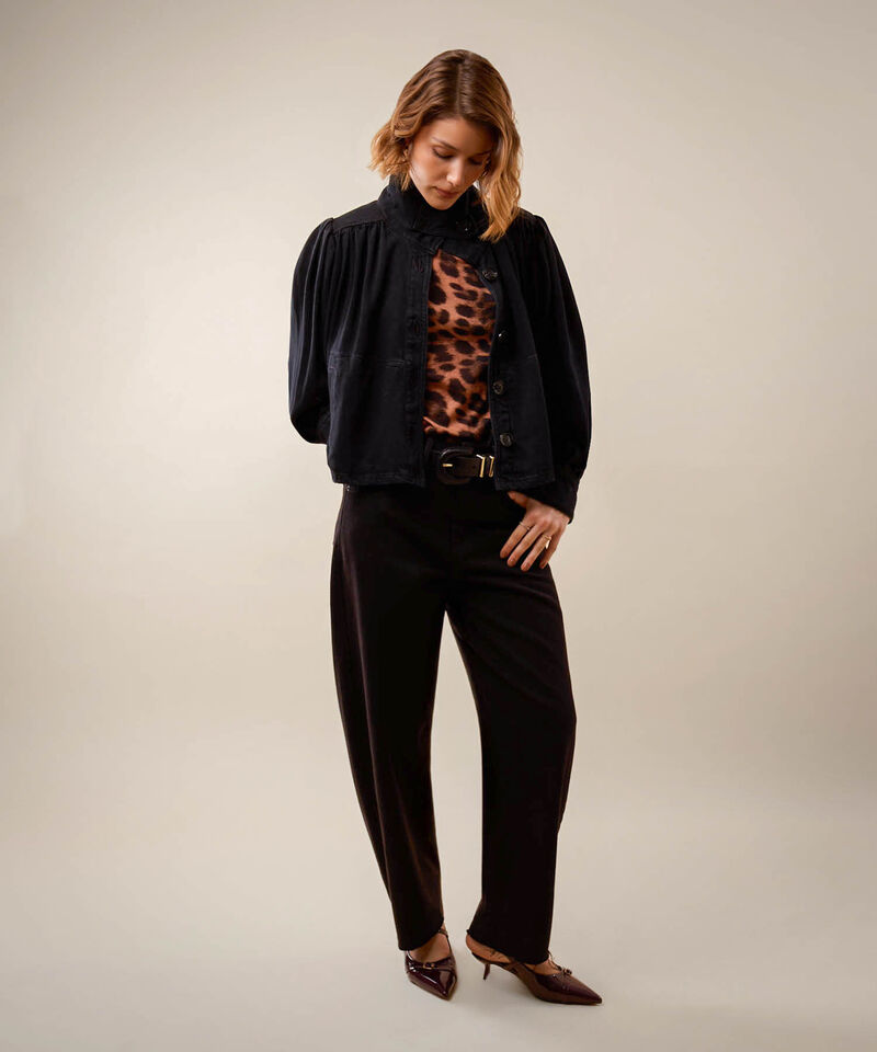Chaqueta Denim Unicolor Para Mujer