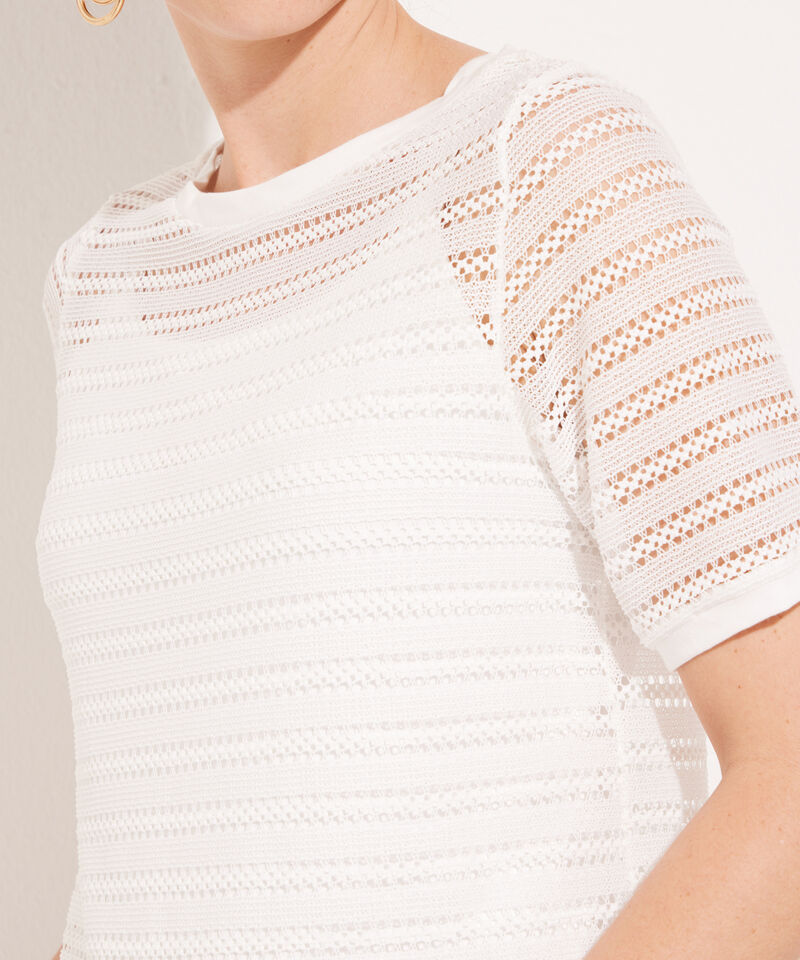 Camiseta Manga Corta En Crochet Con Top Interno