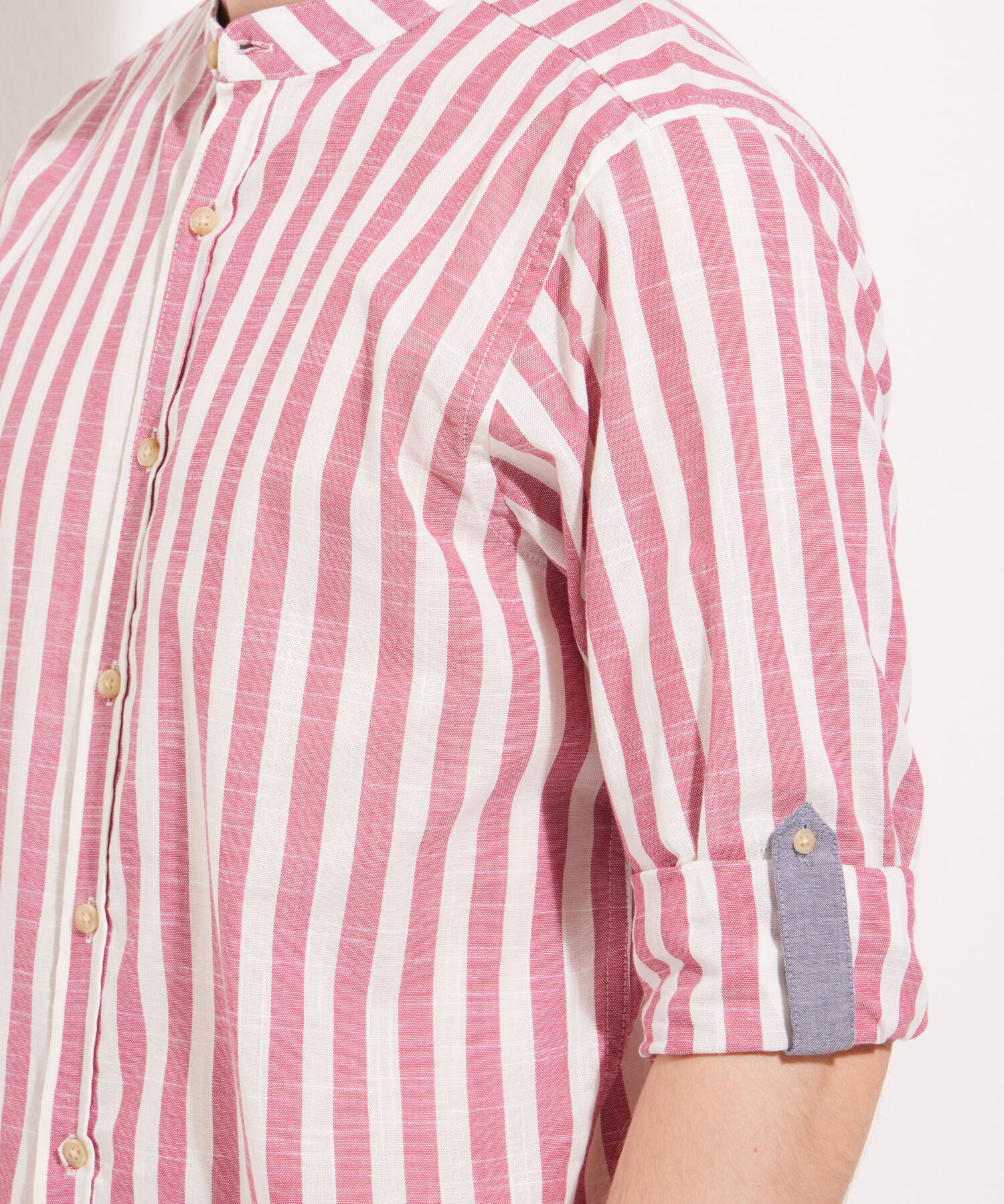 Camisa Manga Larga Cuello Mao Preteñido