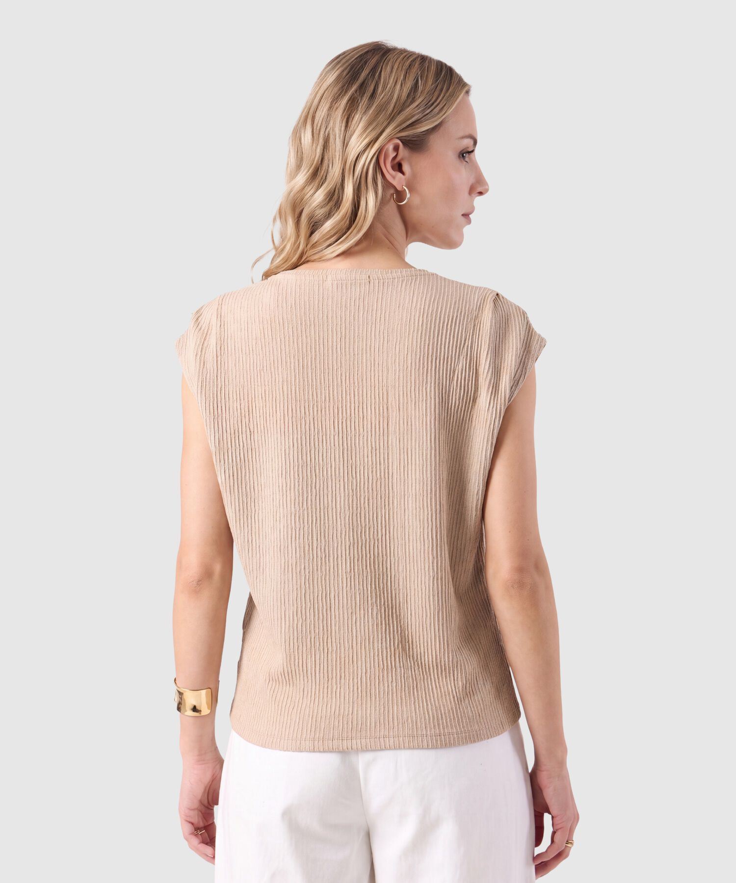 Camiseta Texturizada Manga Corta Para Mujer