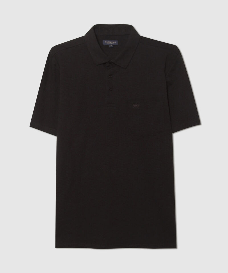 Polo Unicolor Textura Cuello Duro Con Bolsillo Y Silueta Regular Fit, Linea Moda Morocco