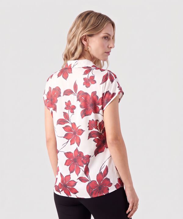 Blusa Cuello Camisero Manga Corta Mujer