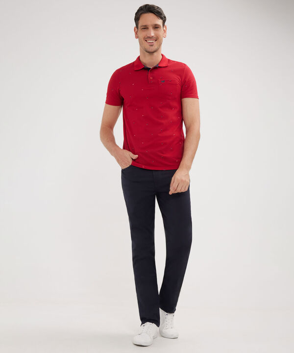Polo Estampada Cuello Tejido Con Bolsillo image number null