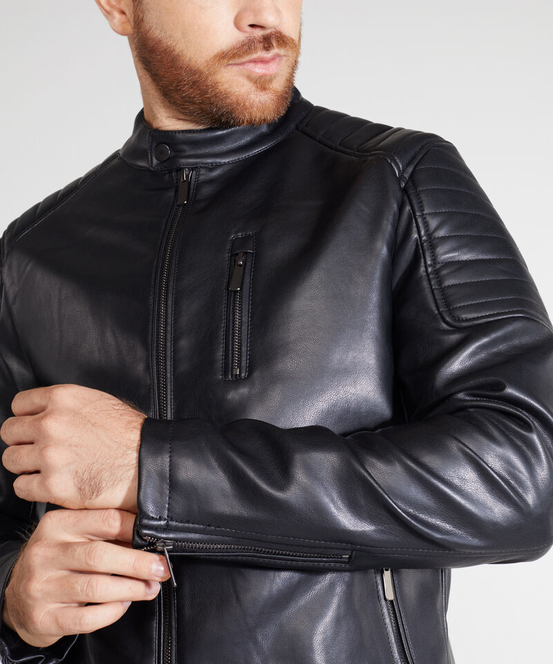 Chaqueta De Cuero Sint&eacute;tico Para Hombre