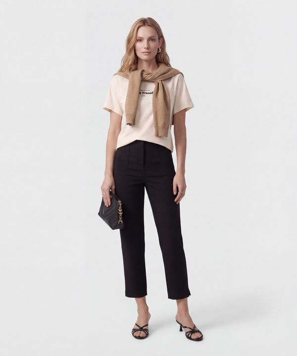 Pantal&oacute;n Unicolor De Tiro Alto Para Mujer