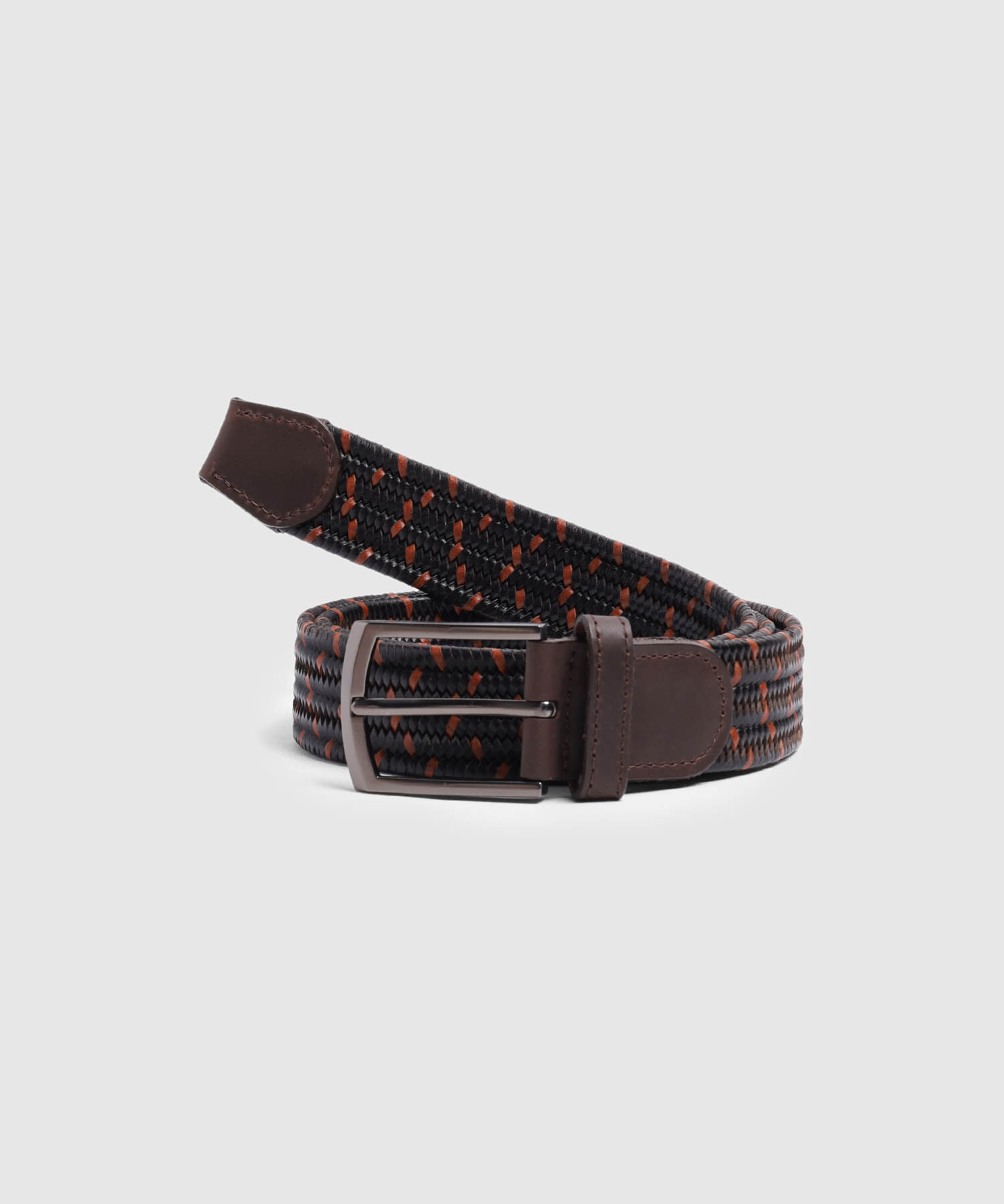 Cintur&oacute;n El&aacute;stico Trenzado Bicolor Para Hombre