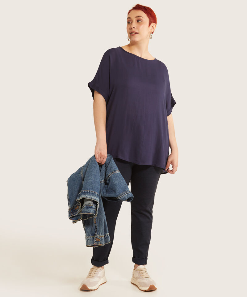 Blusa Unicolor Manga Corta Corrida Con Guardapolvo