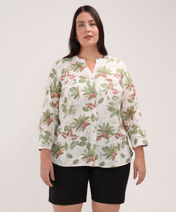 Blusa Manga Larga Estampada Con Charretera image number null
