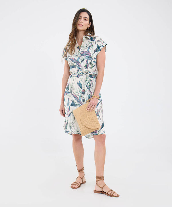Vestido Corto Estampado Con Cinturon image number null
