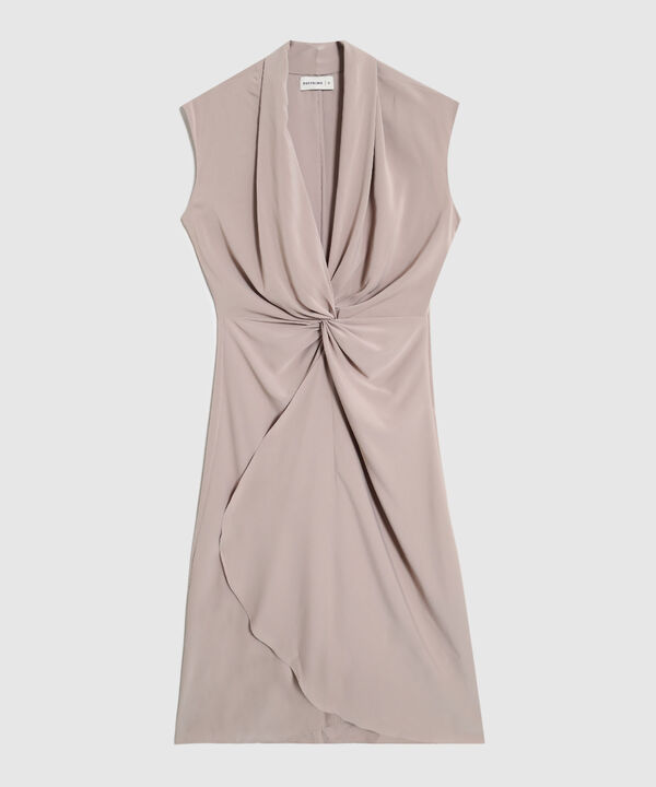 Vestido Midi Cruzado Con Nudo Frontal Para Mujer image number null