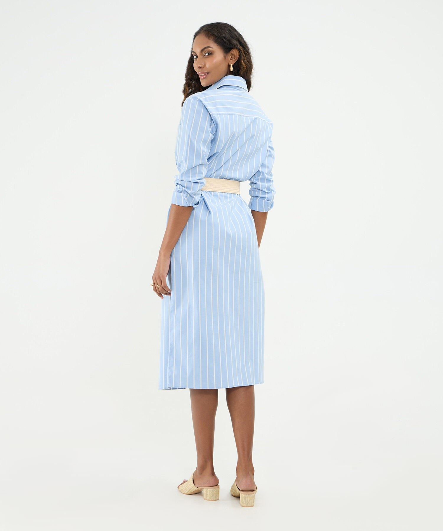 Vestido Camisero Manga Larga Para Mujer