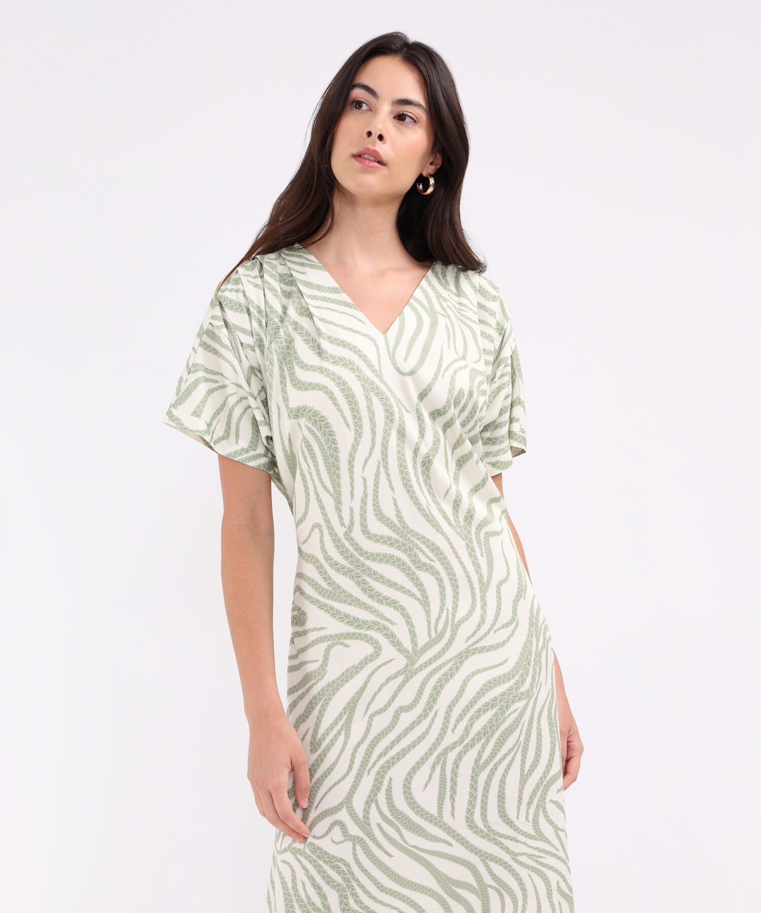 Vestido Corto Estampado Con Cinturón