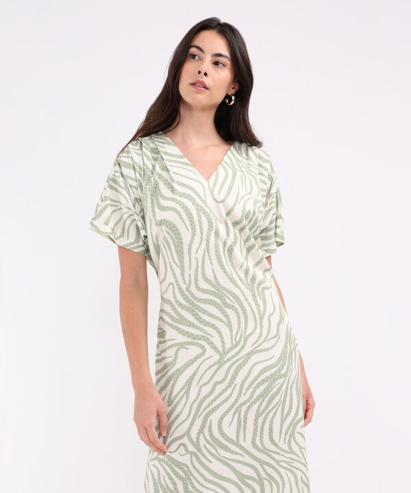 Vestido Corto Estampado Con Cinturón image number null
