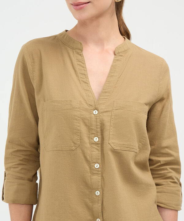 Blusa Cuello Mao en Efecto Lino image number null