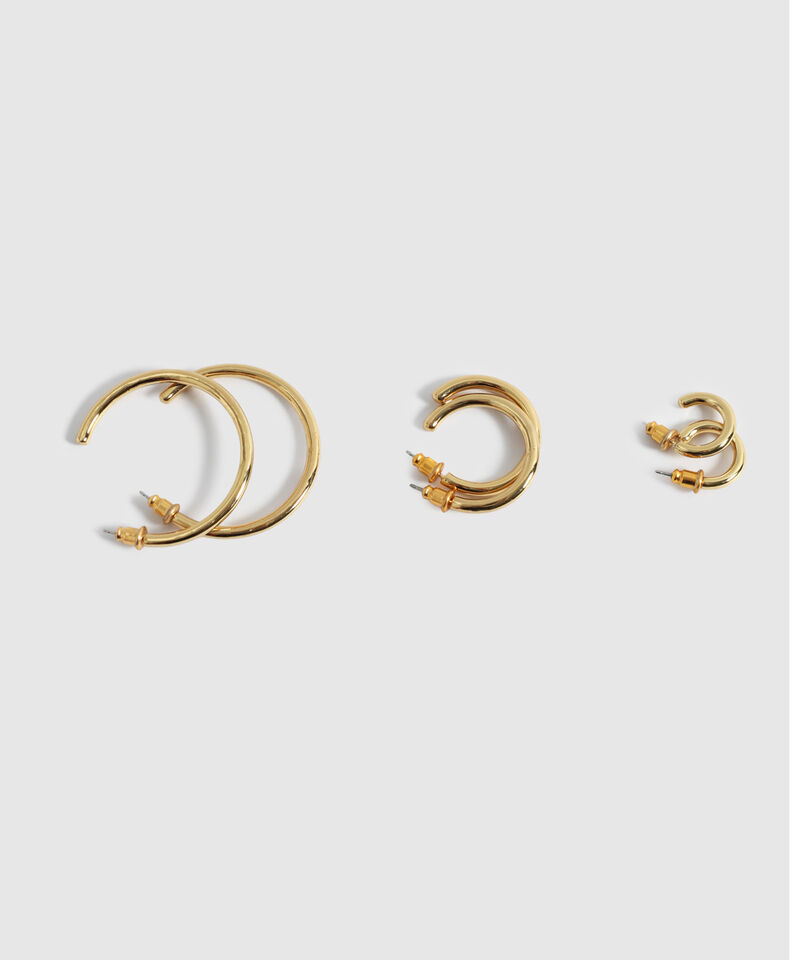 Set X3 Aretes Argollas Graduadas Mujer