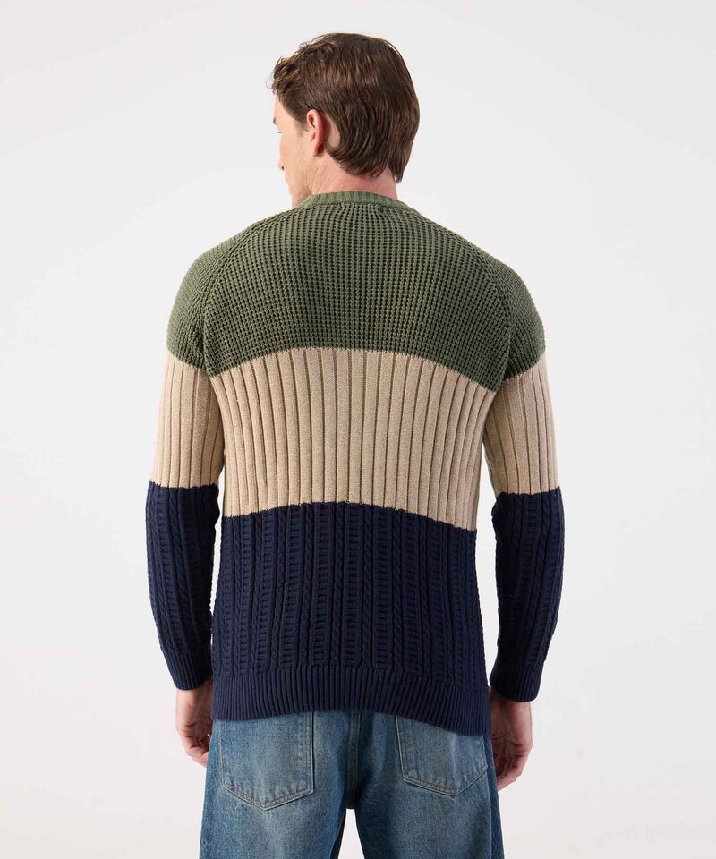 Buzo de Punto Grueso para Hombre con Diseño de Bloques