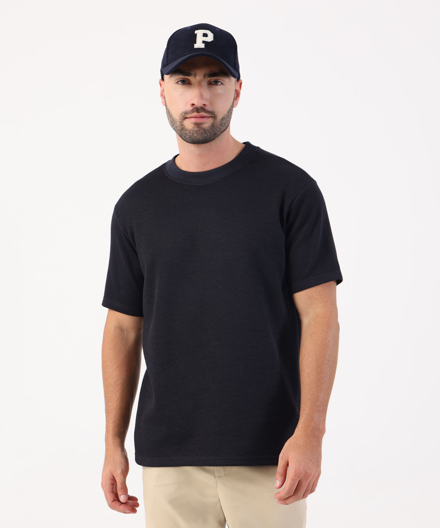 Camiseta Texturizada De Cuello Redondo Para Hombre