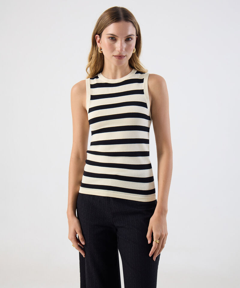 Camiseta Casual Rayas Tejido Fino Para Mujer