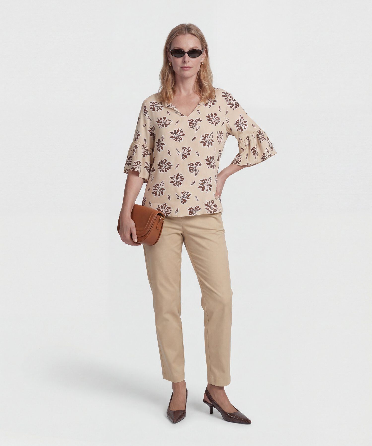 Blusa Estampada Con Escote En V 